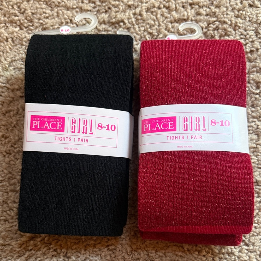 The Children's Place Girls' Tights bundle in Black & Red